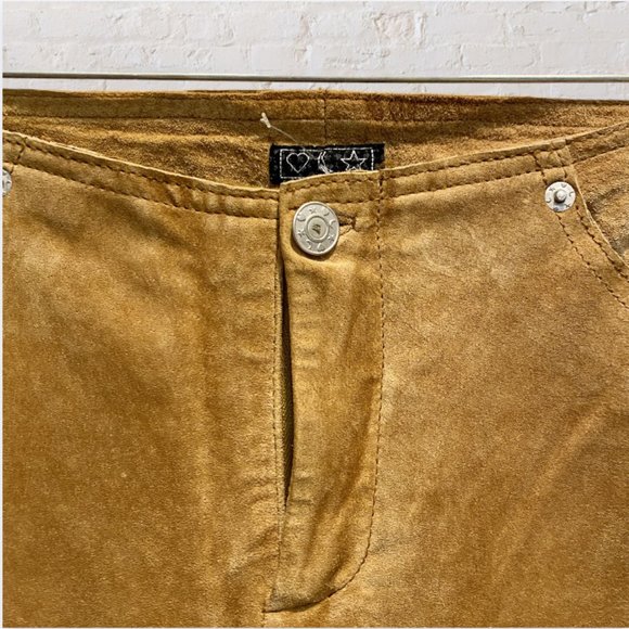 VINTAGE HEART MOON STAR -- Leather Jeans, Chamois Colored, Soft Suede-Feel - Picture 3 of 13
